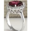 Image 3 : 4.29 CTW Natural Pink Tourmaline And Diamond Ring 18K Solid White Gold