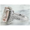 Image 5 : 7.10 CTW Morganite 18K White Gold Diamond Ring
