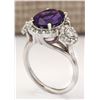 Image 3 : 4.42 CTW Natural Amethyst And Diamond Ring In 14k White Gold