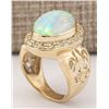 Image 3 : 6.40 CTW Natural Opal And Diamond Ring In 18K Yellow Gold