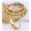 Image 4 : 18.42 CTW Natural Morganite 14K Solid Yellow Gold Diamond Ring