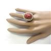 Image 4 : 13.26 CTW Natural Coral And Diamond Ring In 18K Yellow Gold