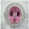Image 1 : 9.50 CTW Tourmaline 18K White Gold Diamond Ring