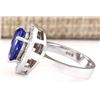 Image 2 : 3.13 CTW Natural Blue Tanzanite And Diamond Ring 14k Solid White Gold