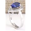Image 3 : 3.13 CTW Natural Blue Tanzanite And Diamond Ring 14k Solid White Gold