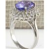 Image 3 : 6.18 CTW Natural Blue Tanzanite And Diamond Ring 14K Solid White Gold