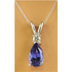 1.95 CTW Tanzanite 14K White Gold Diamond Necklace