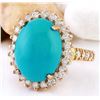 Image 2 : 9.95 CTW Natural Turquoise 18K Solid Rose Gold Diamond Ring