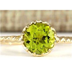 1.50 CTW Natural Peridot Ring In 14k Yellow Gold