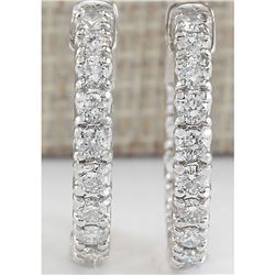 2.50 CTW Natural Diamond Hoop Earrings In 18K White Gold