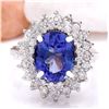 Image 1 : 4.72 CTW Natural Tanzanite 18K Solid White Gold Diamond Ring
