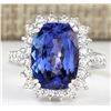 Image 1 : 6.99 CTW Natural Blue Tanzanite And Diamond Ring 14k Solid White Gold