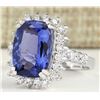 Image 2 : 6.99 CTW Natural Blue Tanzanite And Diamond Ring 14k Solid White Gold