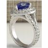 Image 3 : 3.53 CTW Natural Tanzanite Diamond Ring 14K Solid White Gold