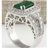Image 3 : 3.58 CTW Natural Emerald And Diamond Ring 14K Solid White Gold