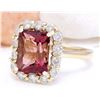 Image 2 : 6.60 CTW Natural Tourmaline 18K Solid Yellow Gold Diamond Ring