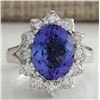 Image 1 : 5.03 CTW Natural Tanzanite Diamond Ring 18K Solid White Gold