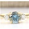 Image 1 : 1.20 CTW Natural Aquamarine And Diamond Ring In 14k Yellow Gold