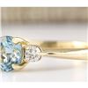 Image 2 : 1.20 CTW Natural Aquamarine And Diamond Ring In 14k Yellow Gold