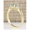 Image 3 : 1.20 CTW Natural Aquamarine And Diamond Ring In 14k Yellow Gold