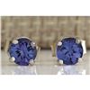 Image 1 : 1.00 CTW Natural Tanzanite Earrings In 14K Solid White Gold