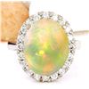 Image 1 : 7.50 CTW Natural Opal 18K Solid White Gold Diamond Ring
