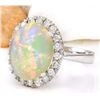 Image 2 : 7.50 CTW Natural Opal 18K Solid White Gold Diamond Ring