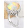 Image 4 : 7.50 CTW Natural Opal 18K Solid White Gold Diamond Ring