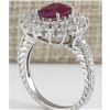 Image 3 : 3.25 CTW Natural Ruby And Diamond Ring In 14K White Gold