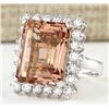 Image 2 : 15.08 CTW Natural Morganite And Diamond Ring In 14k White Gold