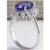 Image 3 : 6.10 CTW Natural Blue Tanzanite And Diamond Ring 14K Solid White Gold