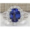 Image 1 : 6.72 CTW Natural Tanzanite And Diamond Ring In 18K White Gold