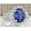 Image 2 : 6.72 CTW Natural Tanzanite And Diamond Ring In 18K White Gold