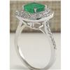 Image 3 : 2.12 CTW Natural Colombian Emerald And Diamond Ring In 18K White Gold