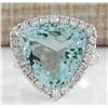 Image 1 : 10.26 CTW Natural Aquamarine And Diamond Ring In 14K Solid White Gold