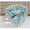 Image 2 : 10.26 CTW Natural Aquamarine And Diamond Ring In 14K Solid White Gold