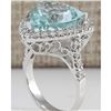 Image 3 : 10.26 CTW Natural Aquamarine And Diamond Ring In 14K Solid White Gold