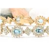 Image 1 : 12.54 CTW Natural Aquamarine 18K Solid Yellow Gold Diamond Bracelet