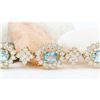 Image 3 : 12.54 CTW Natural Aquamarine 18K Solid Yellow Gold Diamond Bracelet