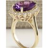 Image 3 : 7.26 CTW Natural Amethyst And Diamond Ring In 18K Solid Yellow Gold