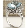 Image 3 : 10.25 CTW Natural Aquamarine And Diamond Ring In 14K Solid White Gold