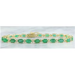 11.20 CTW Emerald 14K Yellow Gold Diamond Bracelet