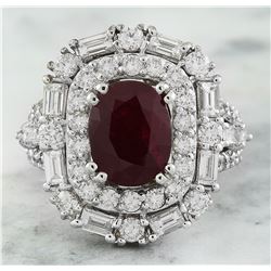 5.70 CTW Ruby 18K White Gold Diamond Ring