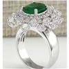 Image 3 : 5.71 CTW Natural Colombian Emerald And Diamond Ring In 18K White Gold