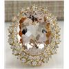 Image 1 : 17.81 CTW Natural Morganite And Diamond Ring In 14K Solid Yellow Gold