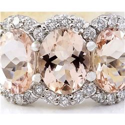8.23 CTW Natural Morganite 14K Solid White Gold Diamond Ring