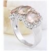 Image 4 : 8.23 CTW Natural Morganite 14K Solid White Gold Diamond Ring