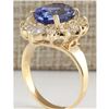 Image 3 : 6.18 CTW Natural Blue Tanzanite And Diamond Ring In 14K Solid Yellow Gold