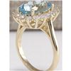 Image 3 : 6.50 CTW Natural Aquamarine And Diamond Ring 18K Solid Yellow Gold