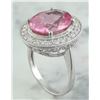 Image 4 : 9.50 CTW Tourmaline 14K White Gold Diamond Ring